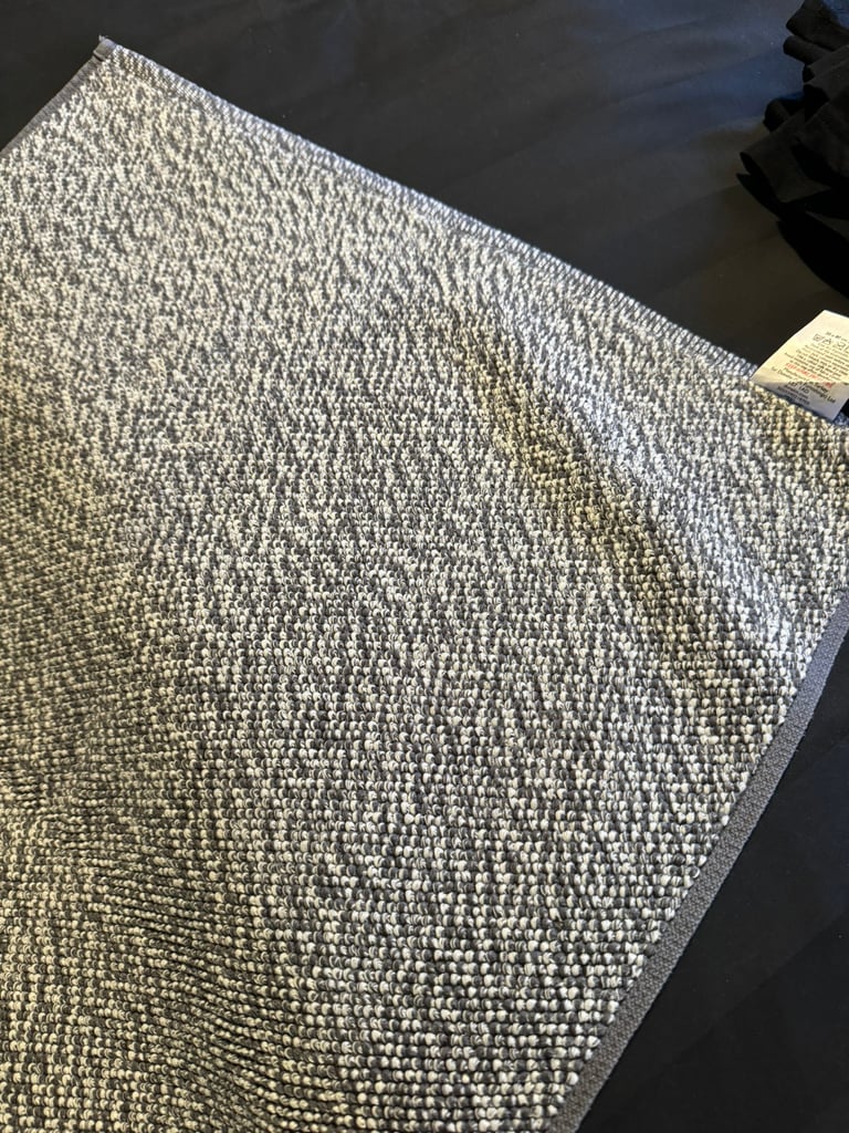 image for Dunelm grey / white bath mat used as new