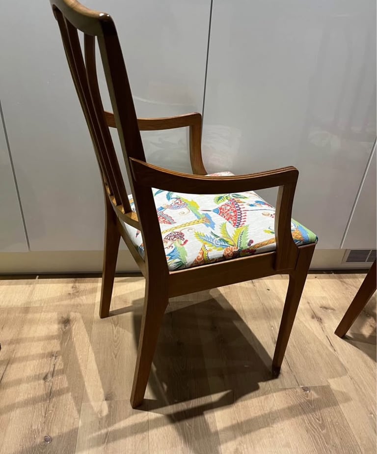 Newly upholstered carver chair mid century 