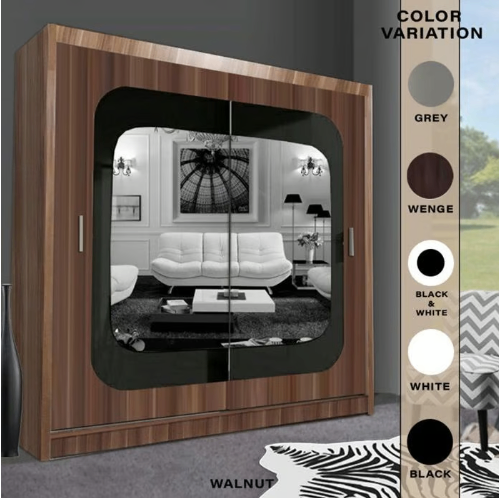 Brand New - Chelsea Mirror Sliding Door Wardrobe - Walnut- SAME/NEXT DAY DELIVERY