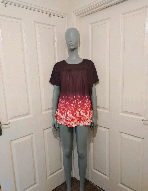 image for New Womens Short Sleeve Oversized Casual Tunic Top Pleated Blouse XL