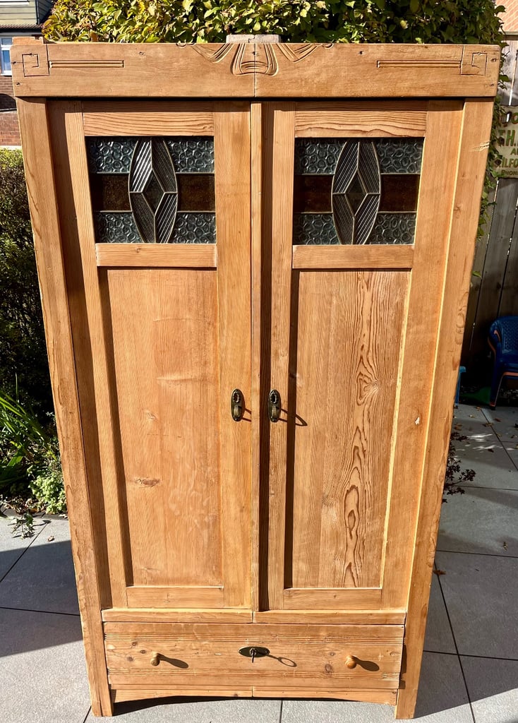image for Antique Eastern European Pine Wardrobe /  kitchen Larder Cupboard.