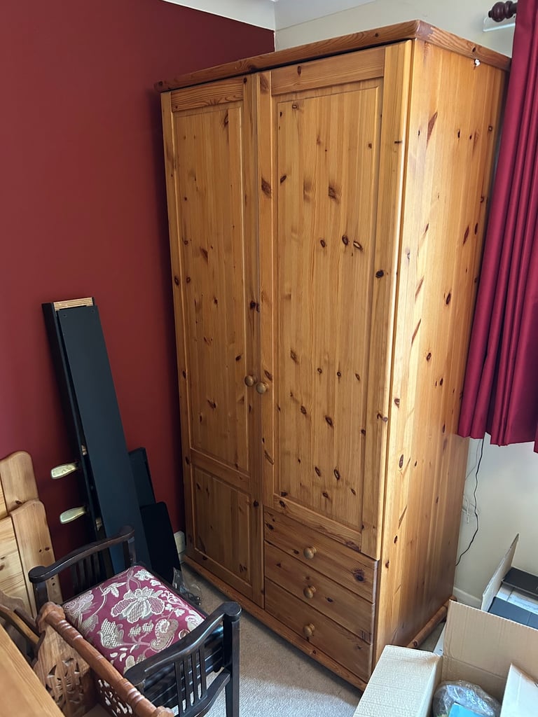 Solid pine double wardrobe 