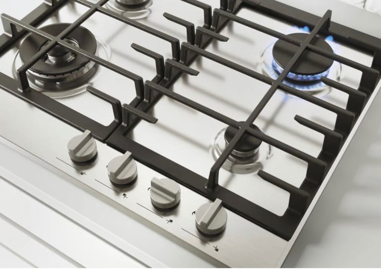 image for Hoover HHG6BF4K3X 60cm 4 BURNER GAS HOB Cast Iron Pan Stands - Stainless Steel