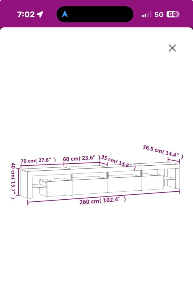 Brand New - Tv Cabinet 260cm Oak 