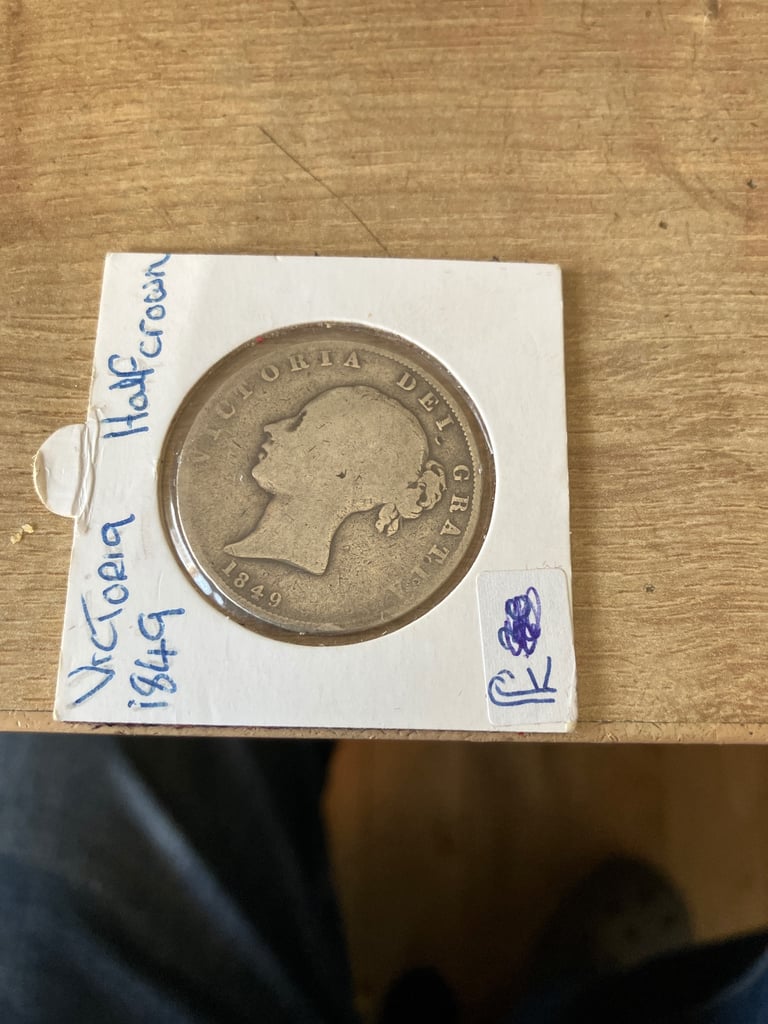 Silver 1849 half crown coin 
