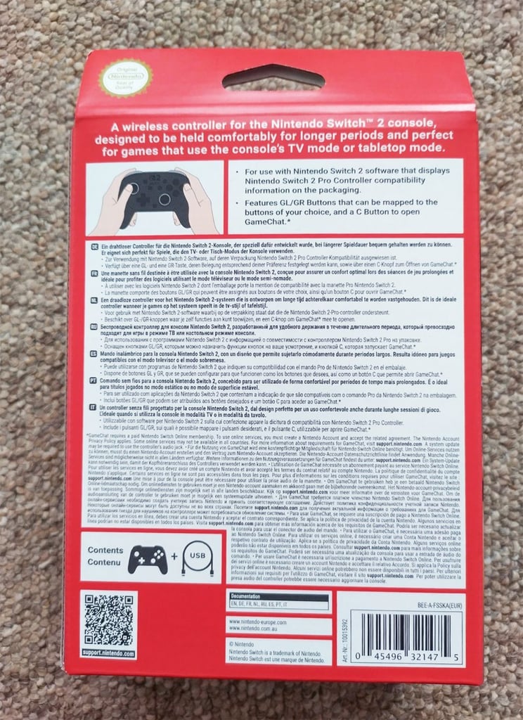 NEW Official Nintendo Switch 2 Pro Controller Gamepad Game Pad Wireless Black - Brand New