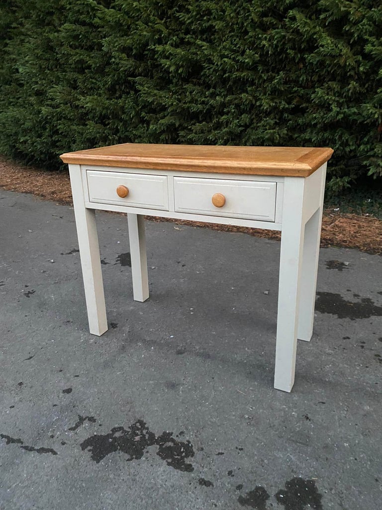 image for Two-Drawer Console Table with Wood Top.