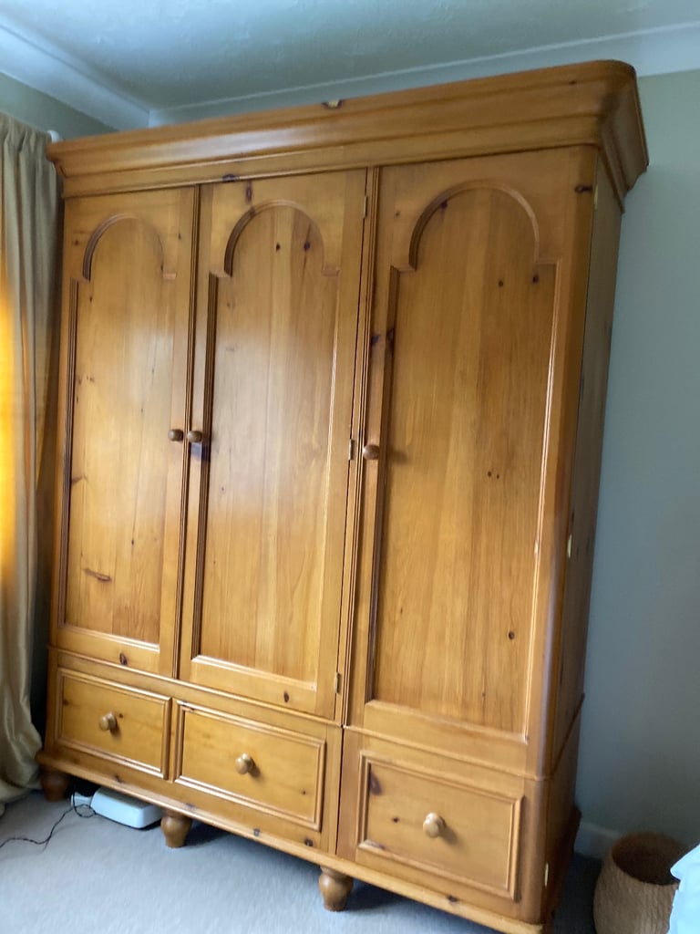 Antique pine triple wardrobe