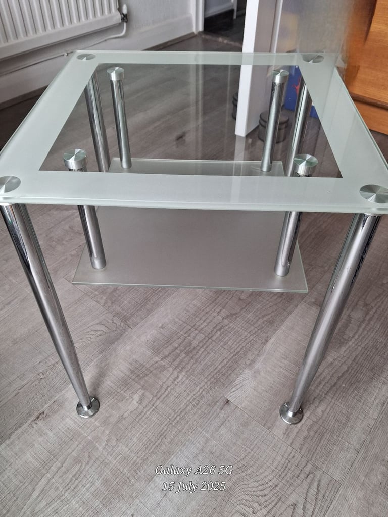 image for Glass / chrome occasional table with shelf