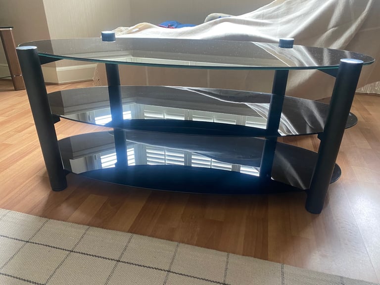 Black glass TV stand