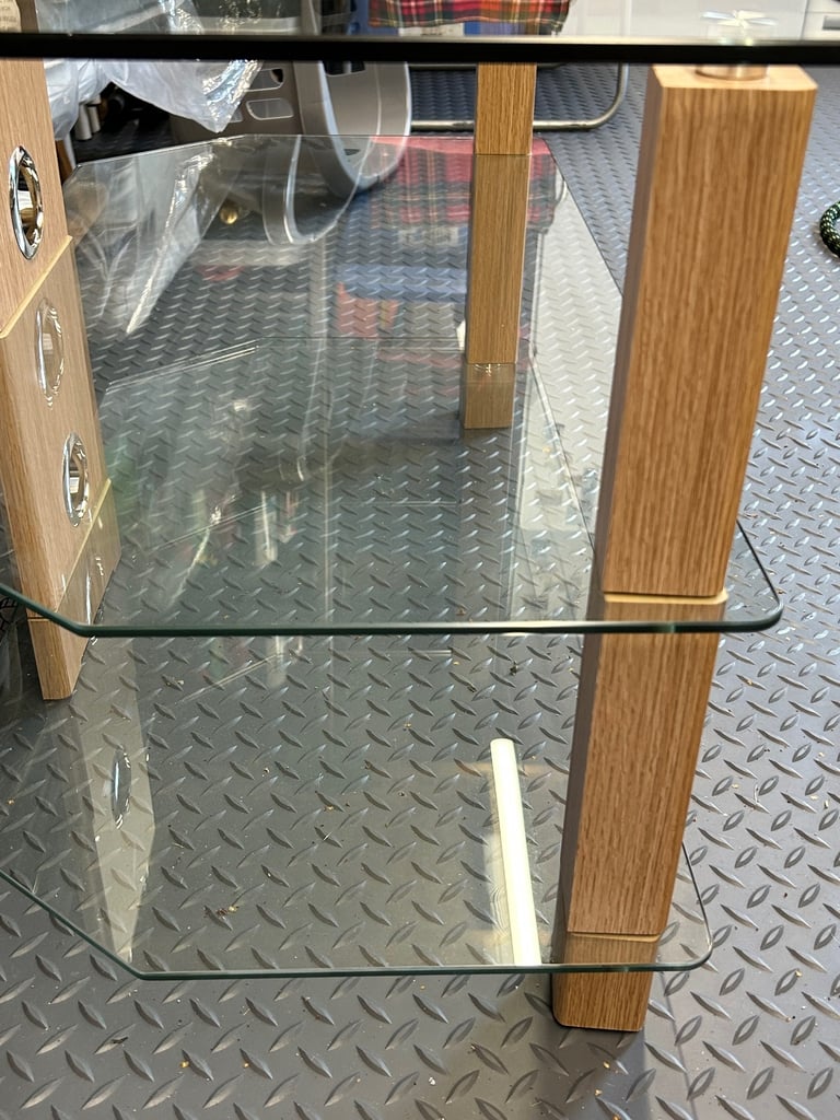 clear glass tv stand