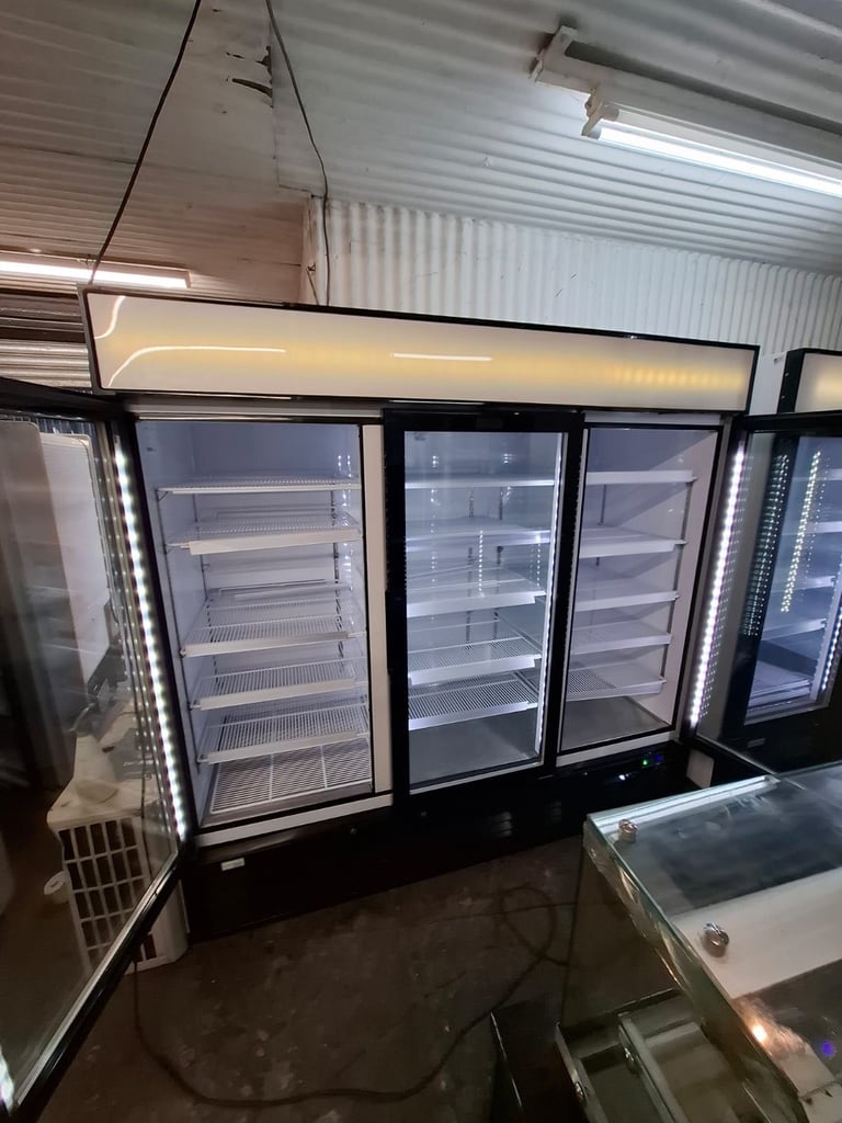 Commercial upright display glass fridge or freezer cafe shop restaurant supermarket 