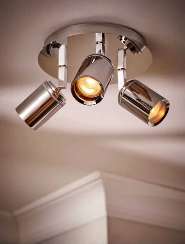 John Lewis Andorra LED 3 Arm Ceiling Plate Light Chrome RRP90 - Light number 2