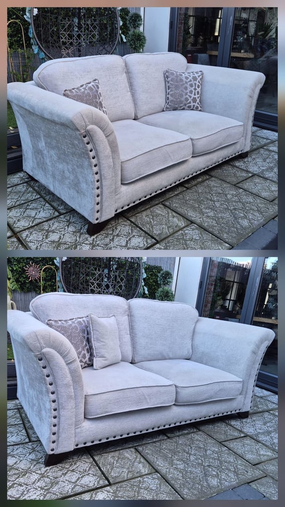 image for Two beautiful cream plush velvet 3-seater sofas