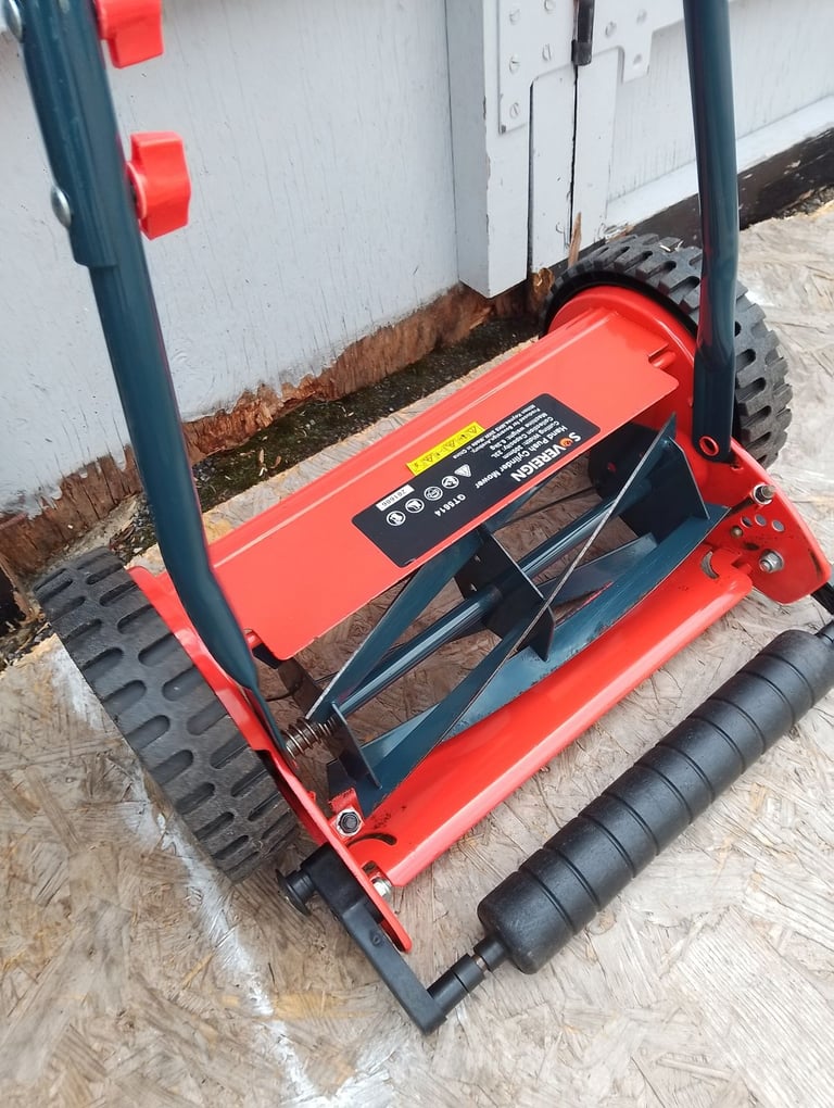 image for 'sovereign' hand push cylinder lawnmower in new condition spotlessly clean inside and out 