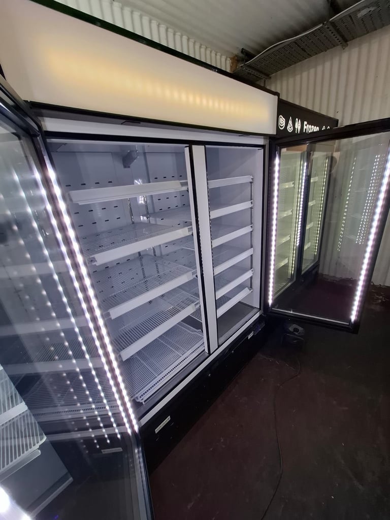 Commercial upright display glass fridge or freezer cafe shop restaurant supermarket 