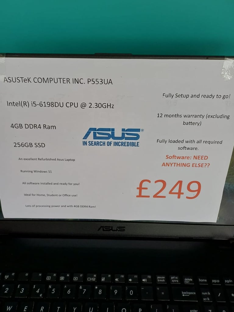 Excellent - Refurbished Laptop £249 with 12 months cover on machine! (exc battery)