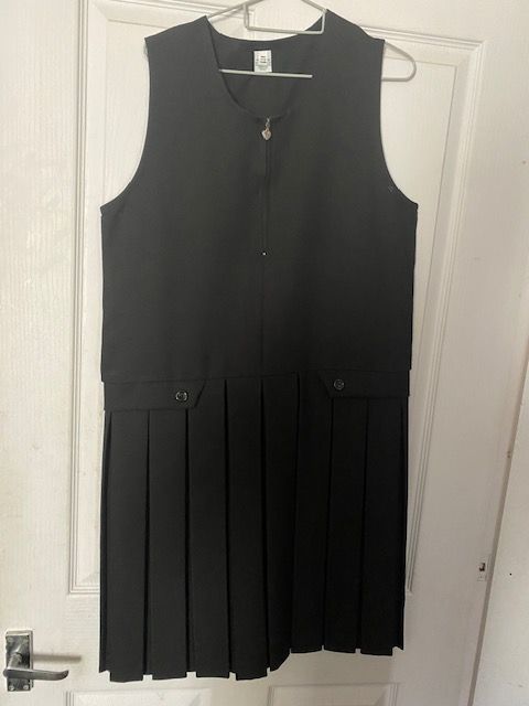 image for Girls Heart Pocket box Pleated Pinafore Kids Zip Up School Uniform Dress size 15 -16 Year