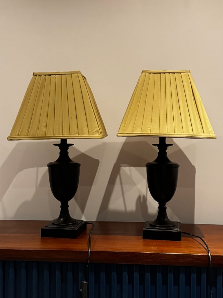 image for A pair of lamps - cream shade with black base