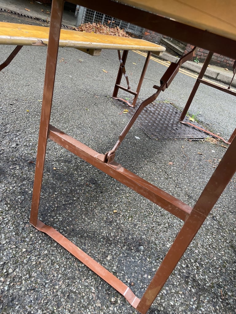 Classic French trestle table and 2 x benches