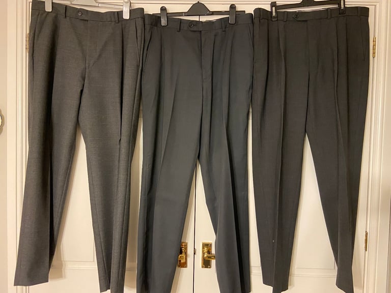 image for Three pairs of men's grey trousers 