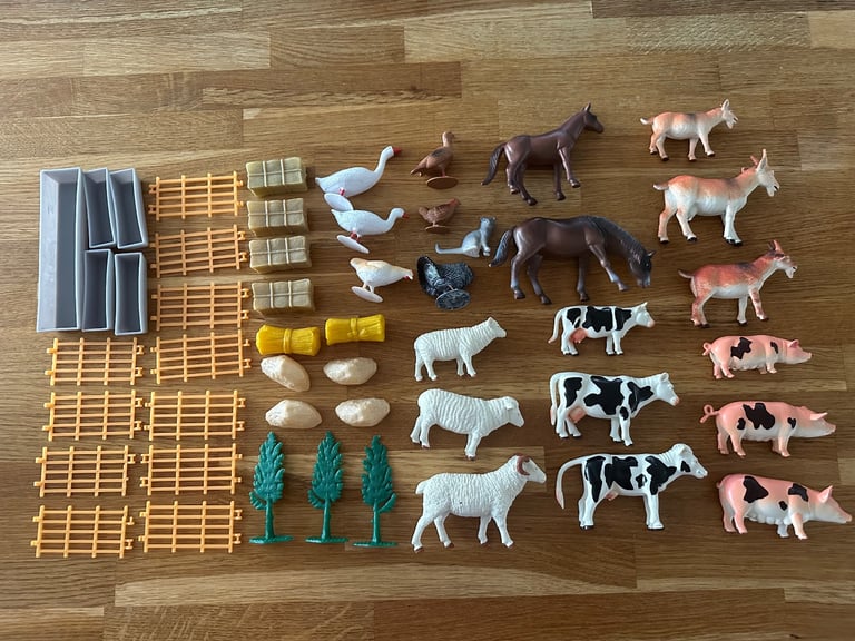 Farm, tractors, farmers and animals