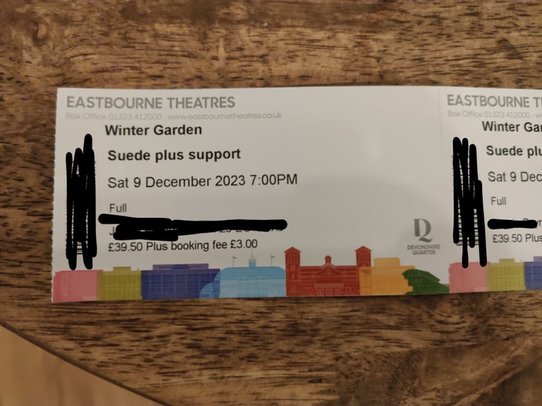 2 x Suede tickets Eastbourne
