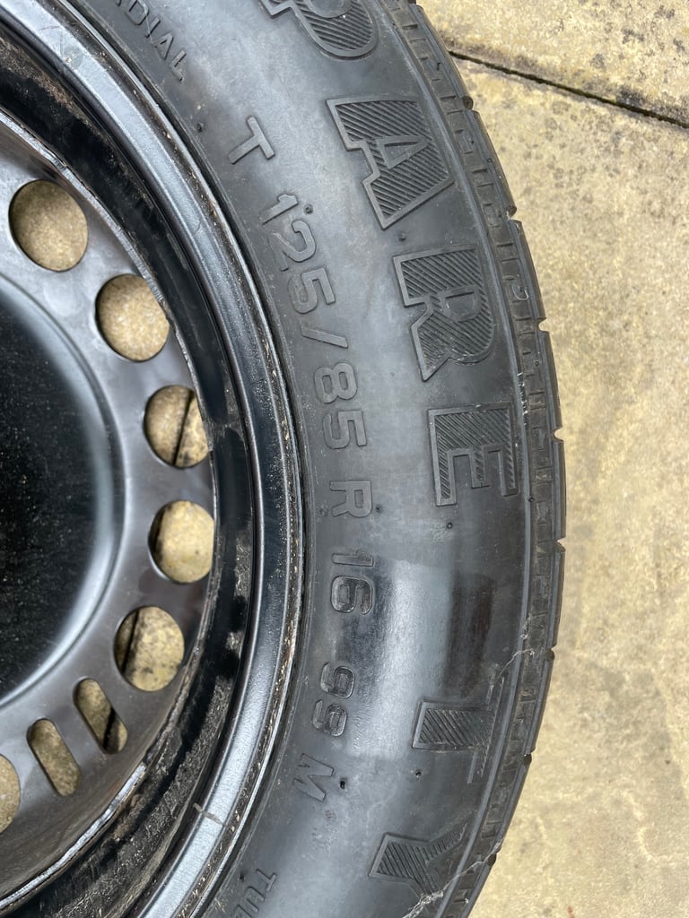 Spare tyre with toolkit