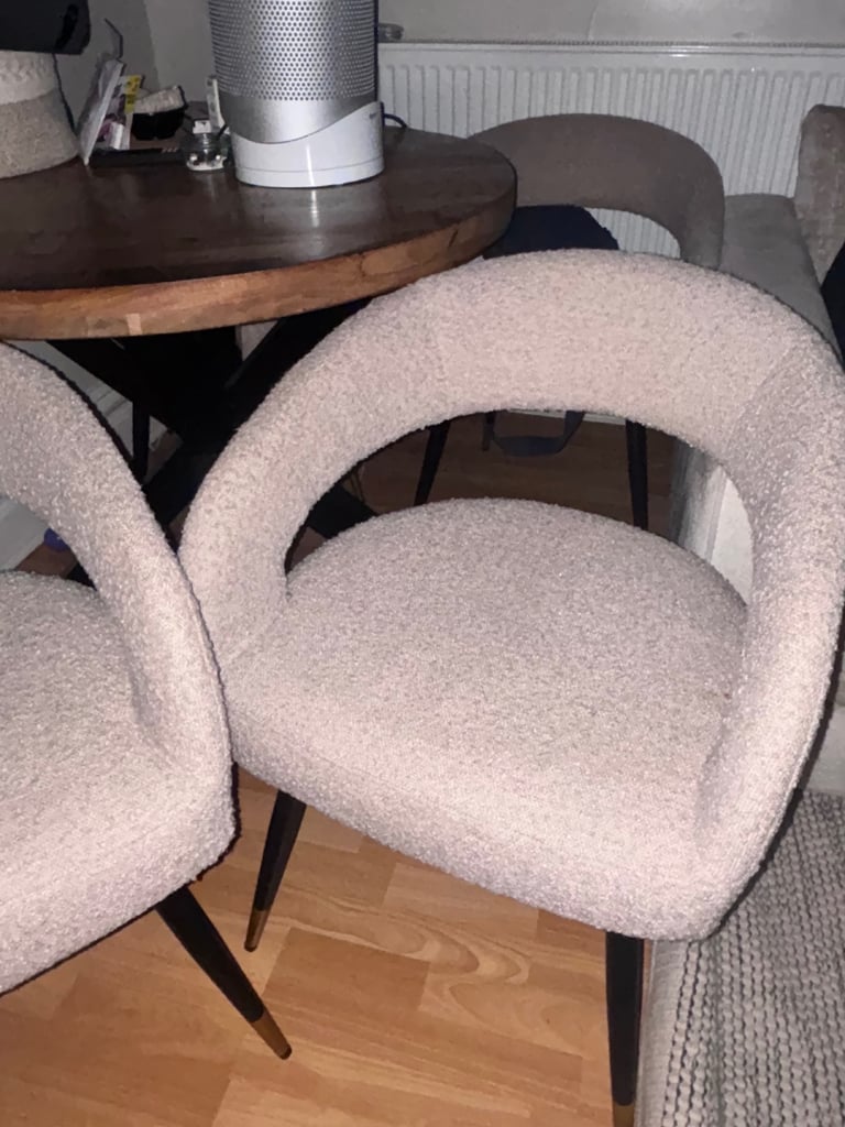 image for 2 boucle dining chairs taupe 