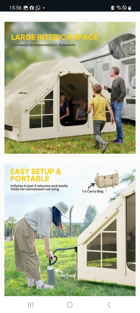 Outsunny Inflatable Camping Tent