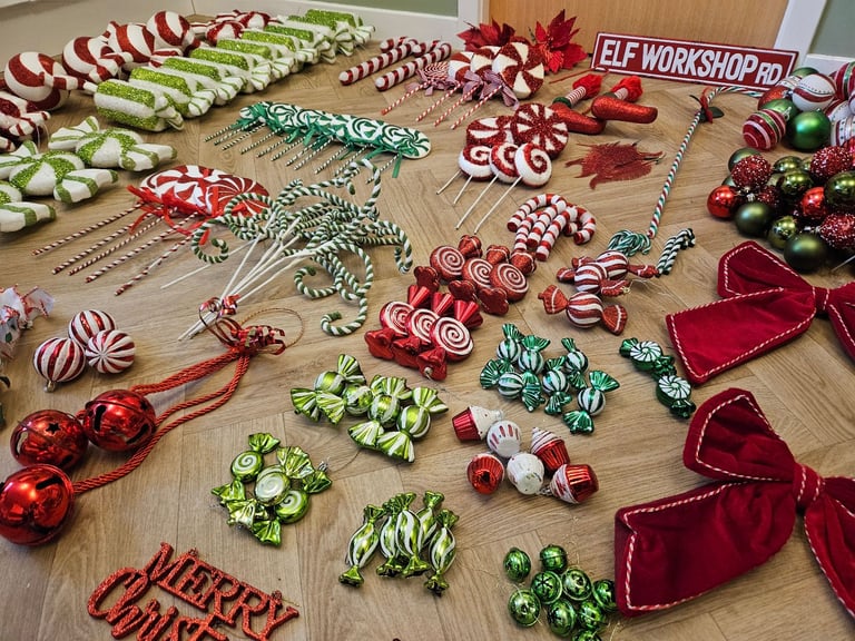 Large Bundle of Christmas Candy theme Decorations