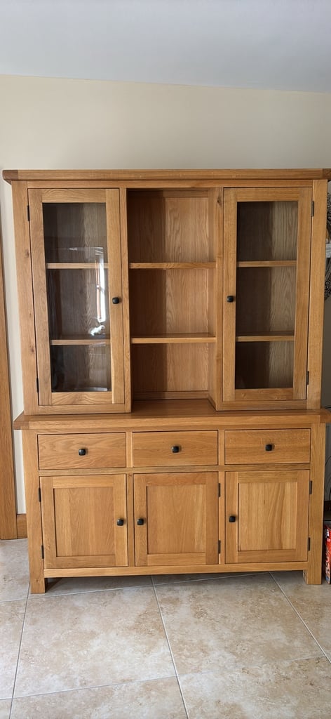 Oak sideboard and display case