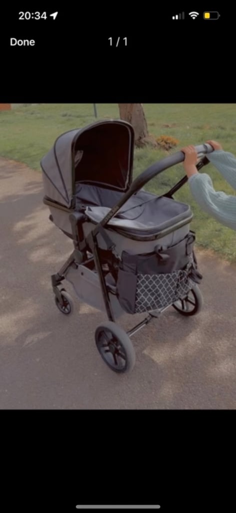 Ickle Bubba Moon 2 in 1 system pushchair in colour grey