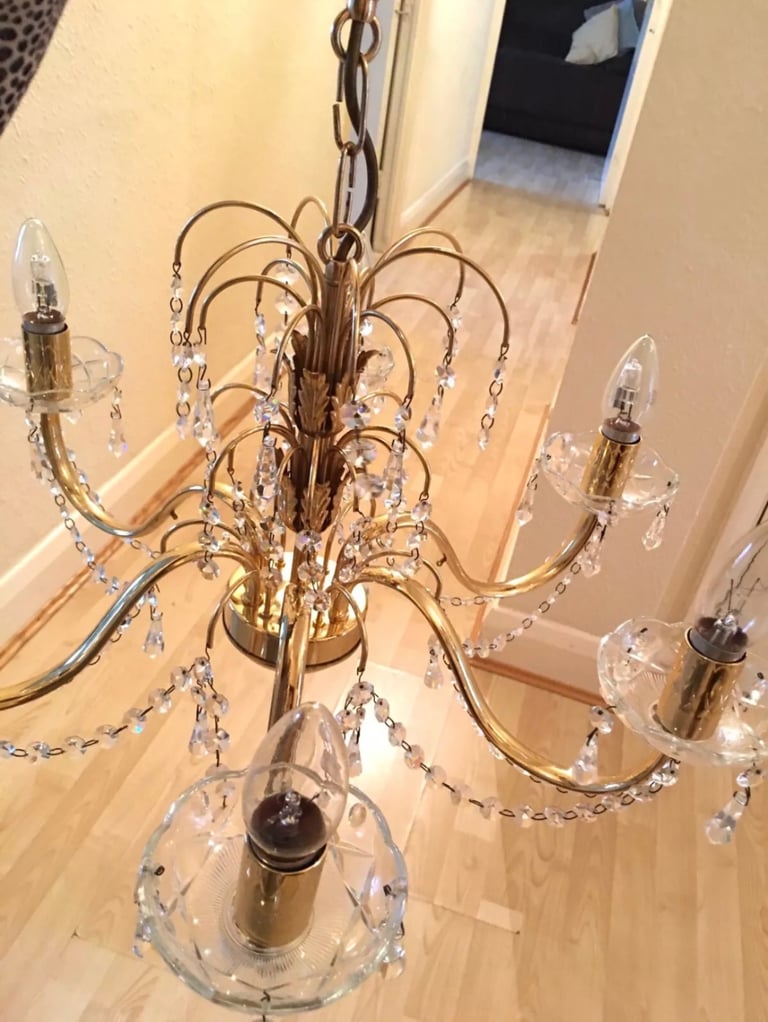 Vintage, 6 Arms Crystal Chandelier⭐️Star Fish Shape🌟Very Stunning💗Rare Piece🎁