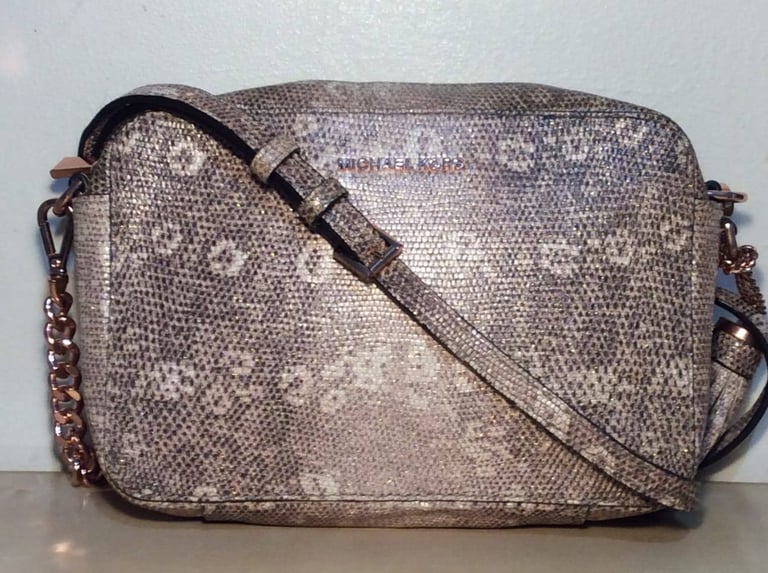 Michael Beige  Leather Crossbody Bag 