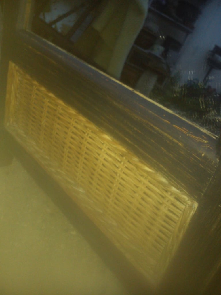 Upcycled, vintage, shabby chic, pine and wicker, folding cheval mirror.