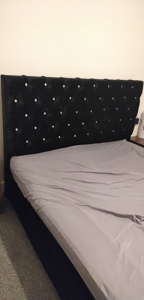 image for Black King Velvet Bed Frame