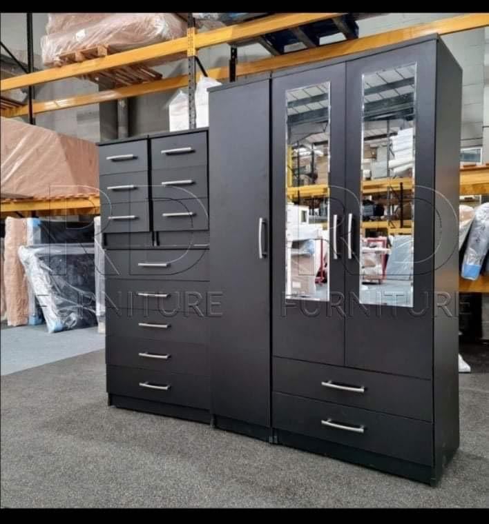 Modern Bedroom Furniture. Bedroom Suit Includes Bedside Tables, Chest of Drawers and Wardrobes