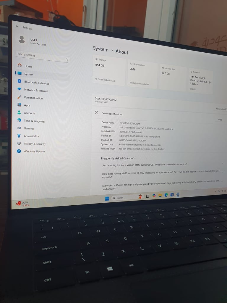 Dell Precision 5560 15inch i7 Processor 32GB RAM  | 