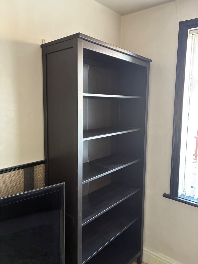 IKEA black bookcase and Tv unit