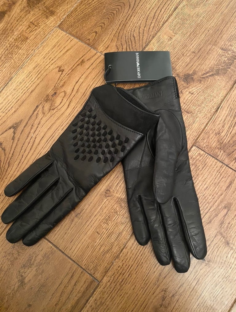 image for Women’s Emporio Armani black leather gloves 