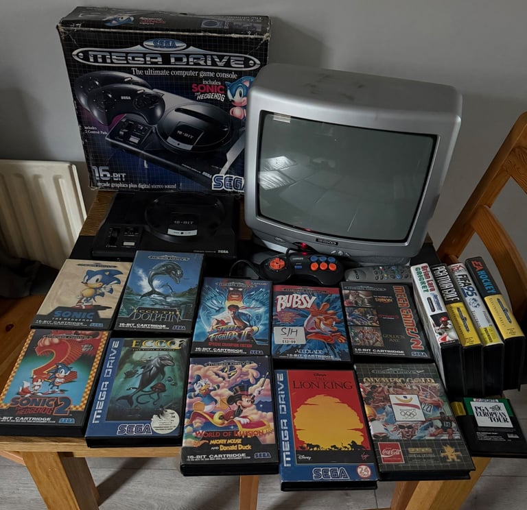 image for Sega mega drive boxed with tv and games