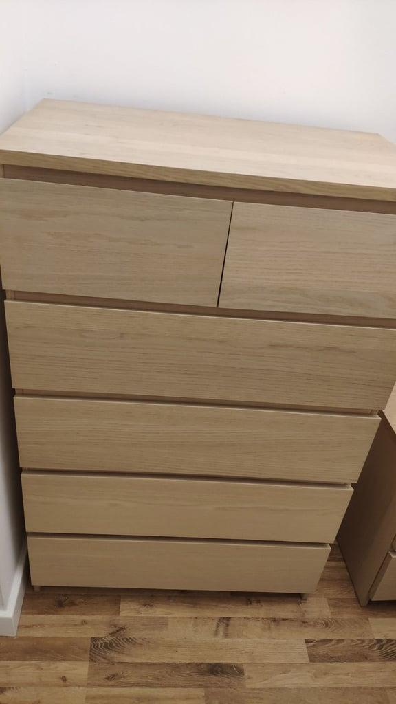 Fully Assembled Set of IKEA MALM Tall Chest of Drawers & Bedside Table / Vanity Mirror Unit 