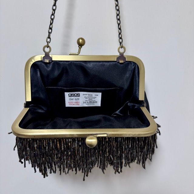 ASOS Revive Vintage Iridescent Hand Beaded Bag in Black £40.