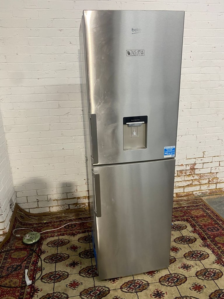 image for 🚚Tall Beko Stainless Steel Fridge Freezer With Water Dispenser Frost Free