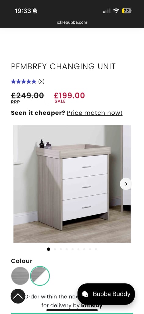 Ickle bubba Pemba nursery furniture set