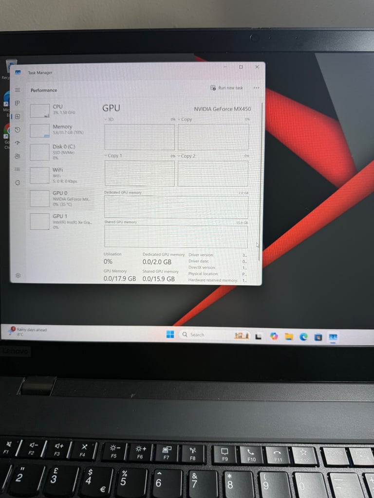 Lenovo Thinkpad T15 Intel i7 1185G7 4.8ghz,32gb ram,1TB Nvme,Nvidia Mx450 2Gb GPU Windows 11 Pro
