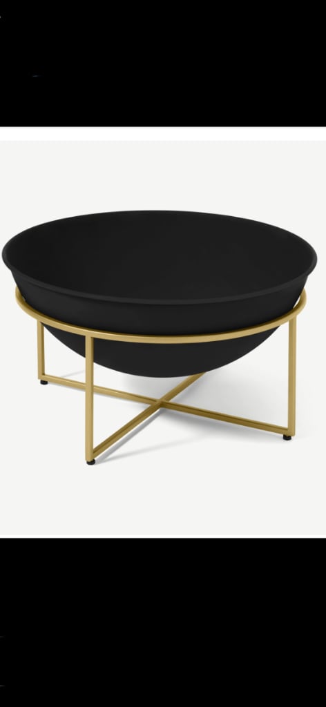 image for Brand New Made Metal Fire Pit, Black with Brass Frame. RRP: £165