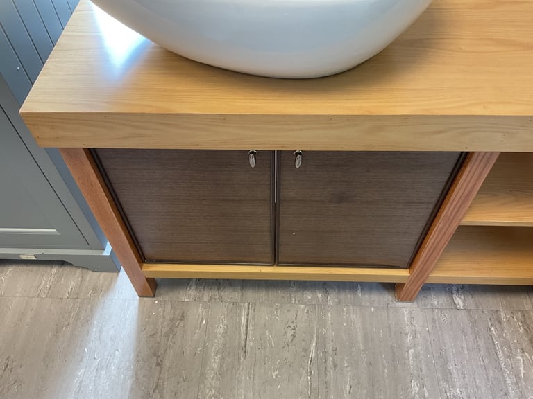 Designer solid wood and veneer freestanding 1200 vanity, basin, mixer & waste