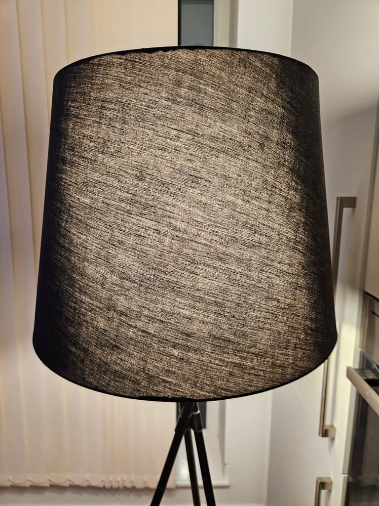 MiniSun | Modern Gloss Black Metal Floor Lamp with a Black Tapered Shade